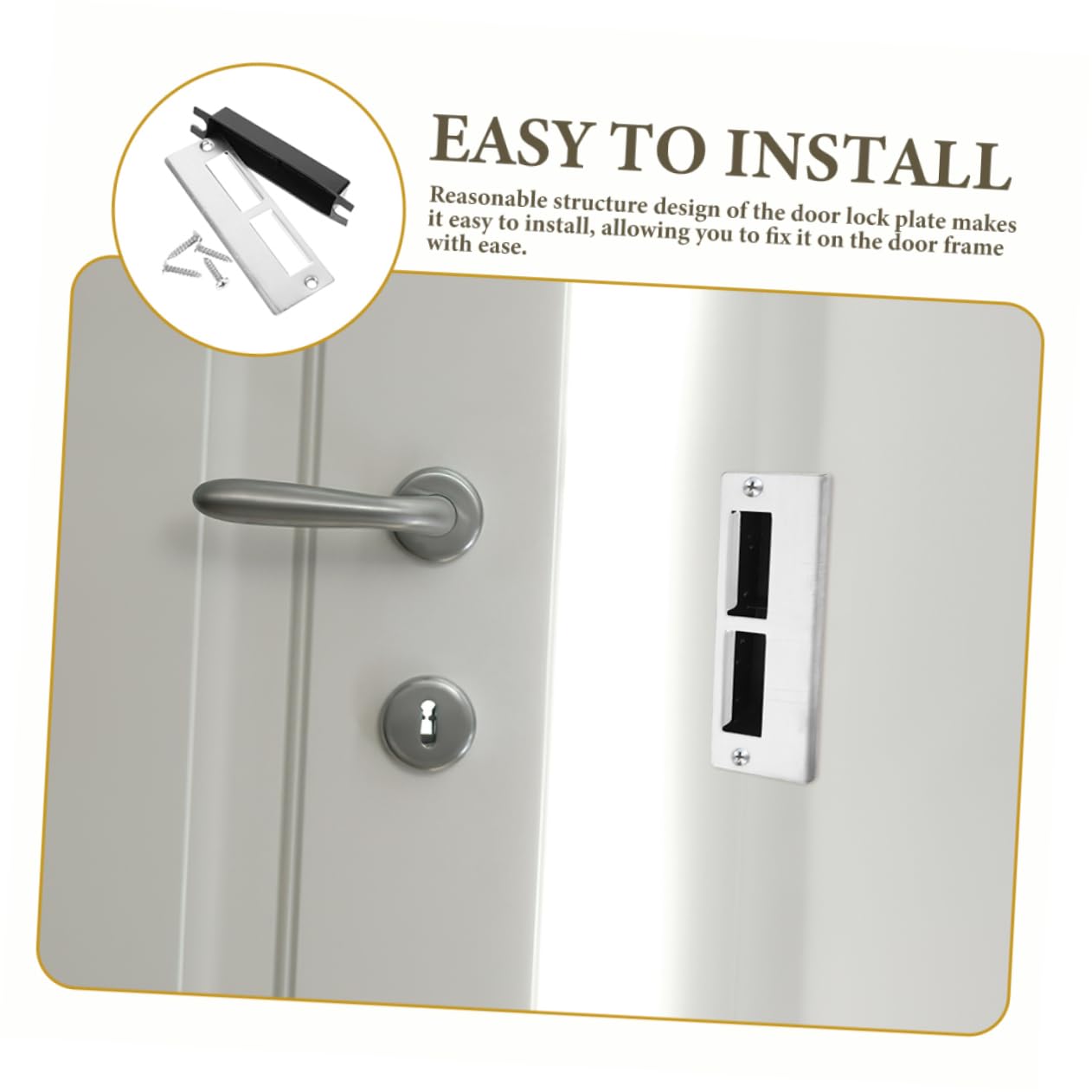 DOITOOL 5 Ensembles Accessoires De Serrure De Porte Protection Porte Protection Portiere Bouton De Porte Garage Remplissage De Gâche De Porte Renfort De Porte Abdos Silver 3 Pièces * 5