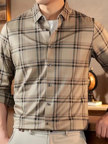 Image of Lymio Men Shirt | Checkered Button Down Shirt for Men | Slim Fit Casual & Semi-Formal Shirts for Man | Textured Long Sleeve | Office & Weekend Ready (Packs Also Available) (Big-Checks)