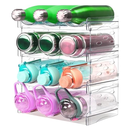 LOMUG Stapelbarer Flaschenhalter für Kühlschrank, Schrank, Vorratskammer - Wasserflaschenhalter für Küchenschränke Arbeitsplatte Kühlschrank, 4 Schichten, jedes Regal fasst 3 Behälter LOMUG Stapelbarer Flaschenhalter für Kühlschrank, Schrank, Vorratskammer - Wasserflaschenhalter für Küchenschränke Arbeitsplatte Kühlschrank, 4 Schichten, jedes Regal fasst 3 Behälter