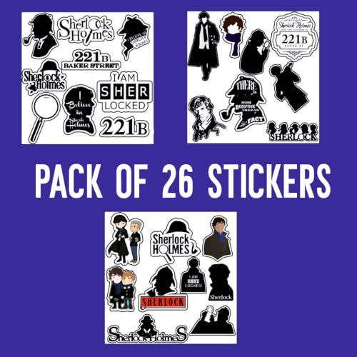 Image of Zesta Aesthetic Stickers for Laptop /Waterproof Anime Decal for Books /Vinyl Sticker for Fridge /Easy to Use Korean Car Sticker Kawaii Cute Stickers (Sherlock)