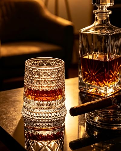 Image of CEEFU 360 Spinning Whiskey Glasses Set with Gift Box, Set of 2