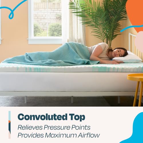 Image of Linenspa 3 Inch Gel Memory Foam Mattress Topper - Egg Crate Style, Reversible for two feels - Promotes Airflow & Relieves Pressure Points - Full