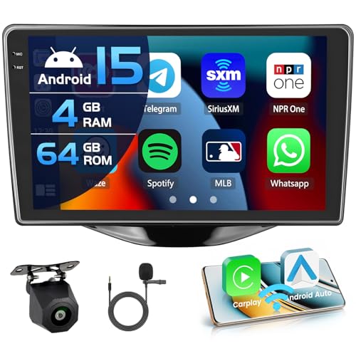 Inefala 4+64G Radio para Toyota Aygo Peugeot 108 Citroen C1 2015-2020 Android 15 mit 9'' In-Cell Pantalla con Wireless Carplay y Android Auto Mirror Link Radio FM/RDS GPS WiFi BT SWC Cámara Inversa