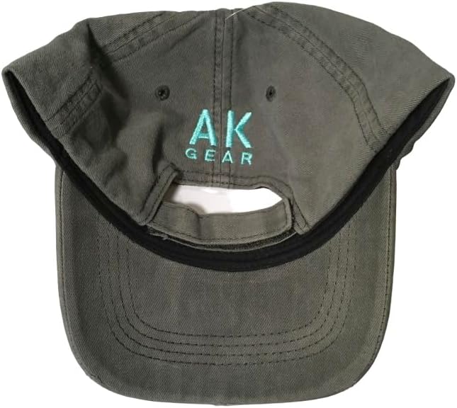 Quality Ball Cap Hat Alaska Baseball Cap Adjustable Summit Mountain Grey with Aqua Mint Stitching