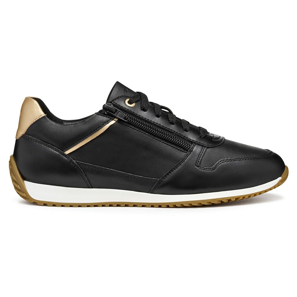 Geox Womens Dcalithe Sneaker, Black, 2.5 UK