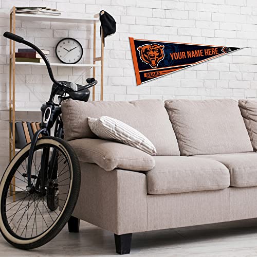 Image of Rico Industries NFL Football Chicago Bears Personalized - Custom 12 inch x 30 inch Soft Felt Pennant - EZ to Hang