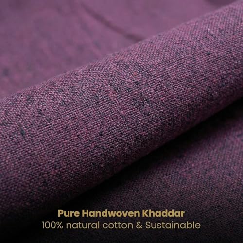 Image of Unstitched Cotton Fabric for Men and Women - Light Weight Trending Self Pattern Khadi Cotton Fabric Material (2.5 Meter, Dark Purple)