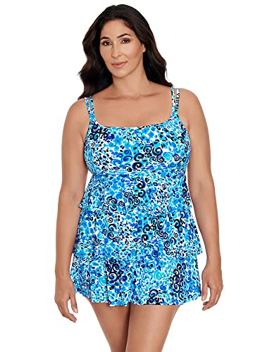 10 Best Bathing Suits with Tummy Control for Women Over 60: Flattering Swimwear for Confidence at Any Age 14 Longitude Women's Swimwear Fanciful Triple Tier Long Torso One Piece Swimdress, Blue, 10