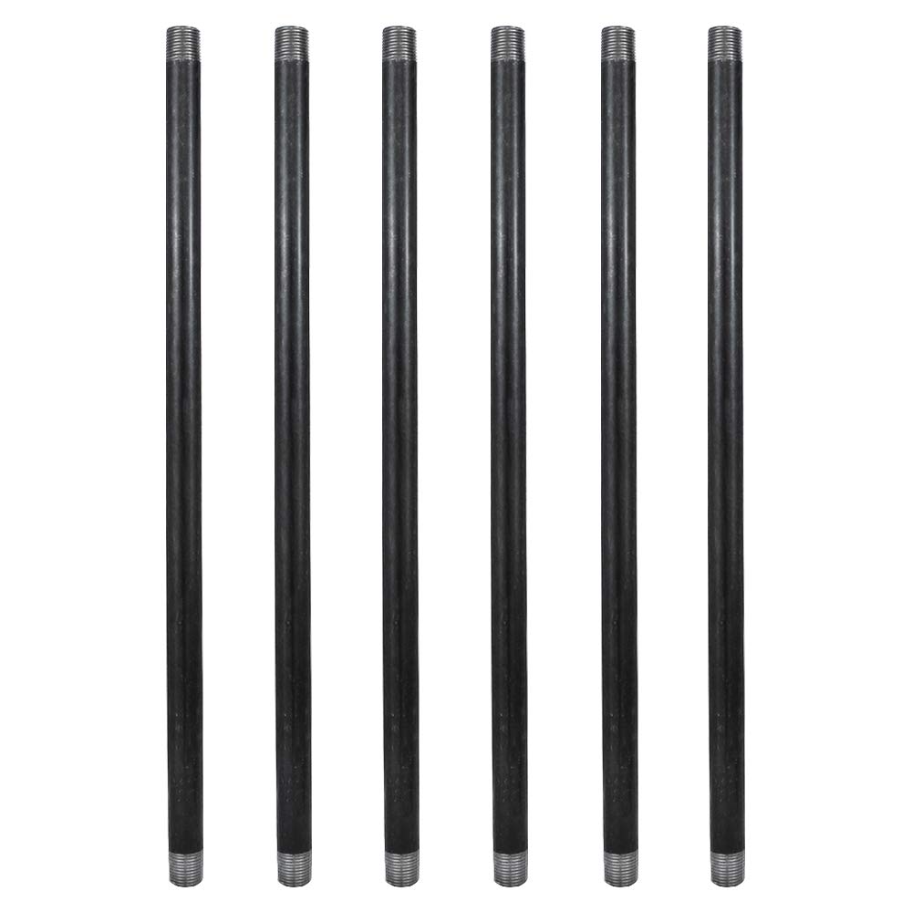 GeilSpace 6 Pack 1/2" Ã— 36" Heavy Duty Pre-Cut Grey Metal Pipe, Industrial Steel Fits Standard Half Inch Threaded Pipes and Fittings - Vintage DIY Industrial Shelving (1/2" Ã— 36", Grey)