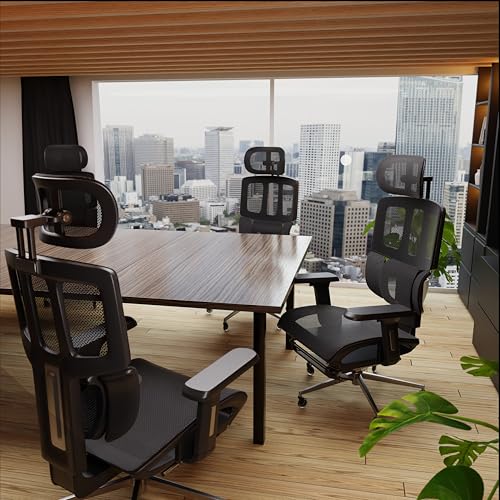 Image of Duramont Ergonomic Office Chair with Footrest - High Back Adjustable 3D Armrests Headrest Breathable Mesh Desk Chair with Lumbar Support Executive Comfortable Long Hours Work Study Chair