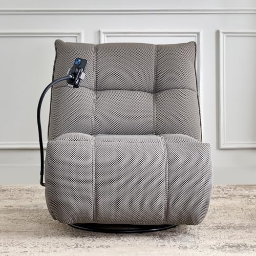 Image of Home Centre | Zeek Fabric 1 Seater Recliners with Mobile Holder | Recliner Sofa for Living Room | Solid Wood | Grey | 2 Year Warranty