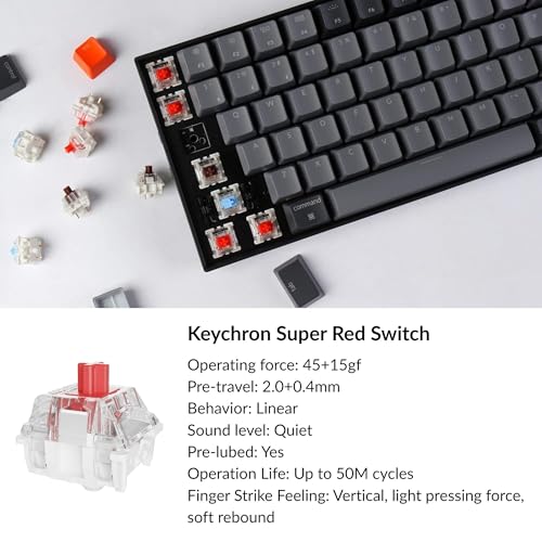 Image of Keychron K4 96% Layout 100 Keys Wireless Bluetooth 5.1 /Wired USB Mechanical Gaming Keyboard with Keychron Super Red Switch White LED Backlight N-Key Rollover for Mac Windows PC-Version 2