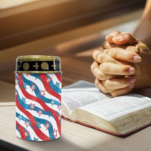 Image of Poceacles 4th of July Decor Stars and Stripes Outdoor Solar Lights Solar Grave Candle Outdoor 250th Independence Day Cemetery LED Candles for Cemetery Lawn Porch Outside Decoration, 6 Piece
