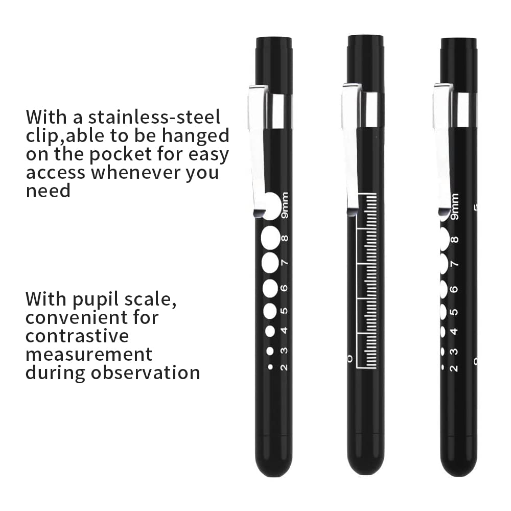 Newaner Lampa diagnostyczna Penlight (3-częściowa), wielokrotnego użytku lampa diagnostyczna LED na długopis, latarka z uchwytem świetlnym z klipsem do torebki dla uczniów