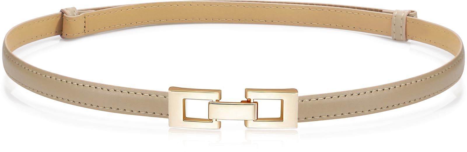 Glamorstar Skinny Belts for Women Thin PU Leather Waist Belt with Gold Buckle for Dresses