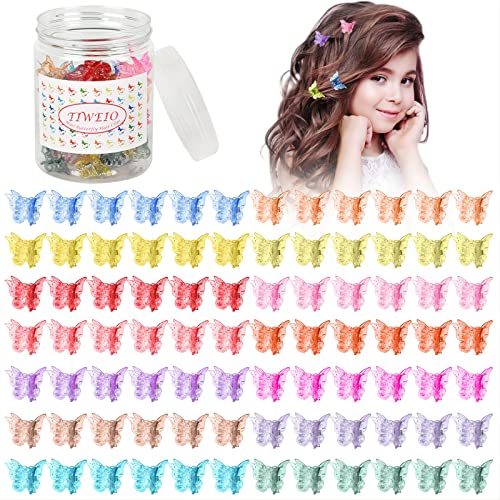 100 peças de acessórios de cabelo com glitter de borboleta - Tiweio Clipes de cabelo pequenos colori