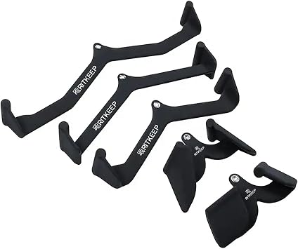RitKeep LAT Pulldown Attachments, 5-Piece Cable Machine Set for Home Gym, Stainless Steel Bars with PVC Rubber Grip for Back, Tricep Pushdown, Bicep Curl and Seated Row