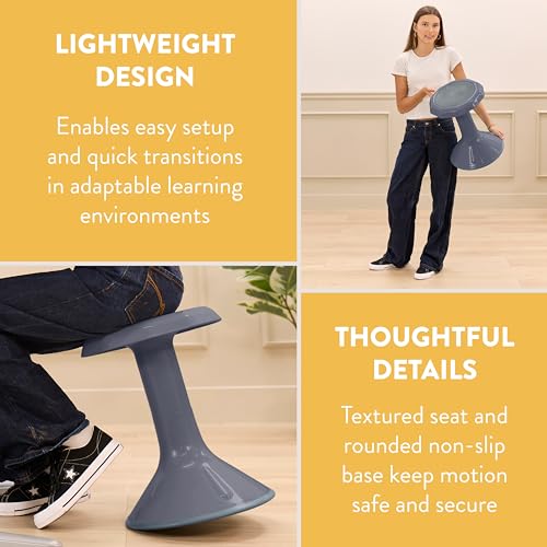 Image of Back2School Express Wobble Sensory Stool for Classroom - 18 inch Active Flexible Seating Chair for Kids, 220lb Capacity, GREENGUARD Gold Certified, Grey