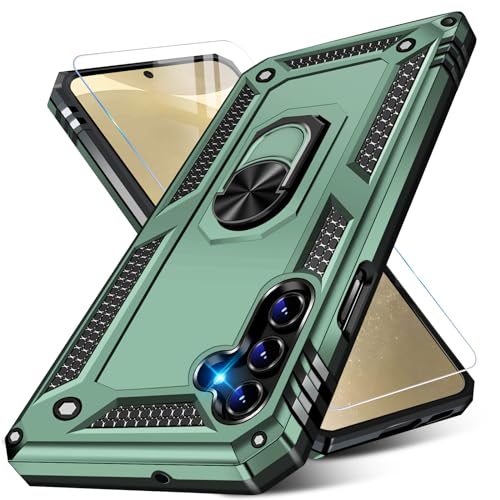 Image of for Samsung Galaxy S24 Plus Case with Screen Protector, Military Grade Rugged Shockproof Heavy Duty S24 Plus 5G Protective Cover for Samsung S24 Plus Magnetic Ring Kickstand Phone Case (Green)