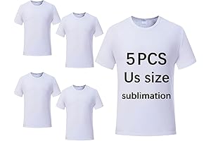5 pcs Sublimation Blank T-Shirts Round Collar Short Sleeves Adult White Polyester t Shirts