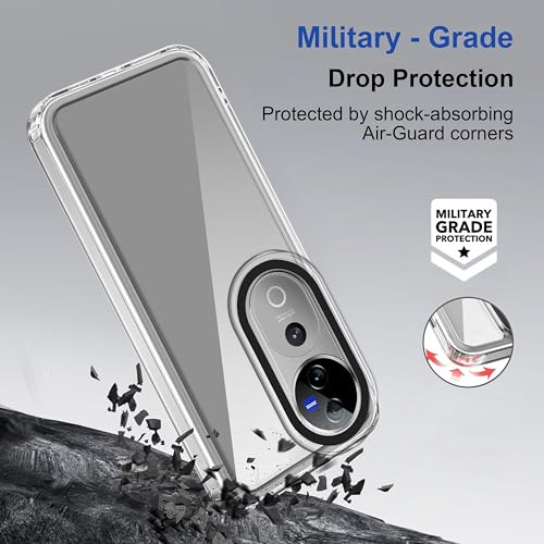 Image of amazon basics Back Case Cover for Vivo V40 Pro 5G | Compatible for Vivo V40 Pro 5G Back Case Cover | Case Cover with Camera Protection | (TPU + PC | Transparent)