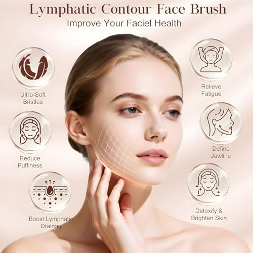 Image of Viral olb auraderm lymphatic contour guasha brush for snatched face, chin, neck | face sculpting tool for de-puffing, jawline definition & skin firming | wooden lumera brush for massage & skincare use (New Brown)