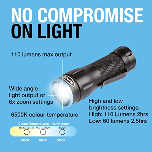 RING Automotive RIT1010 Zoom110 Micro LED USB Rechargeable Inspection Torch, Black/Blue - Image 4