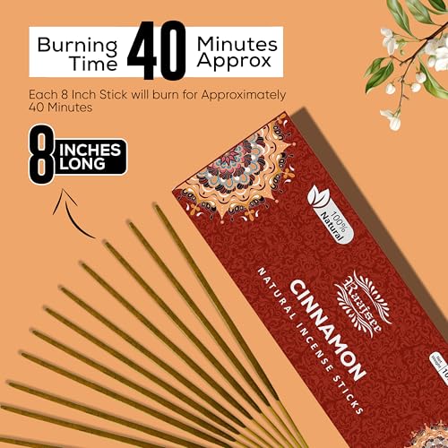 Image of Raajsee Cinnamon Incense Sticks 100gm, Charcoal Free - !00% Natural - Organic Non-Toxic Insence Sticks, Inscents Made with Upcycled Flowers, Meditation Gifts - Spiritual Cleansing