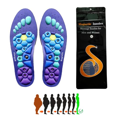 Insoles, Slimming Inserts, Relief for Painful Feet with Magnetic Acupressure Inserts, Blue, Insert for Men and Women (Blue-N, 41-43 x 1 Pair)