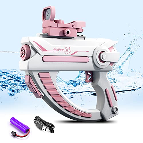 Geniboom Electric Water Guns for Adults & Kids,One Button Automatic Squirt Water Toys 434CC High Capacity Powerful Water Pistol,Water Gun Toy for Summer Pool Party Beach Outdoor Activity(Pink)