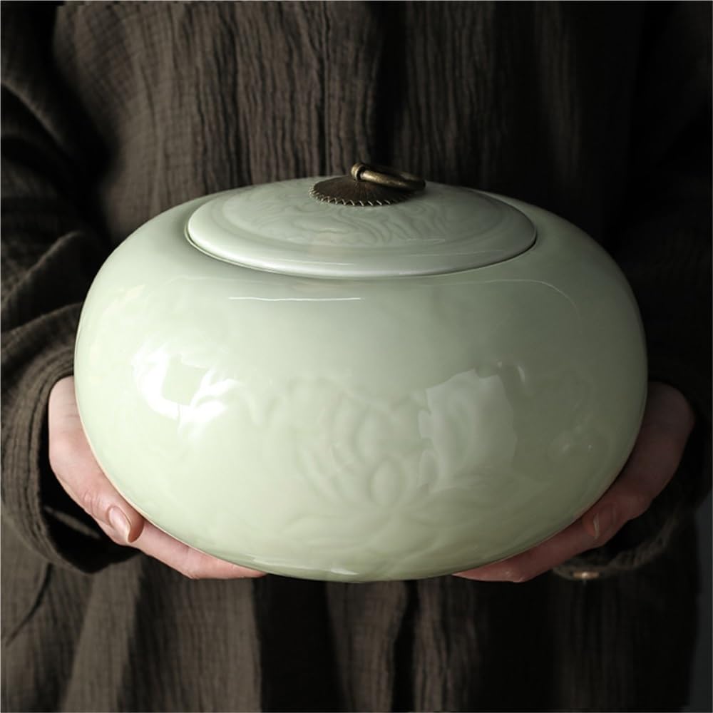 Ceramiczny pojemnik na herbatę, słoik do przechowywania herbaty z pokrywką, szczelny słoik, kreatywny, prosty, duża pojemność, szczelny słoik, chiński zestaw do herbaty, pojedynczy słoik, pojemnik n
