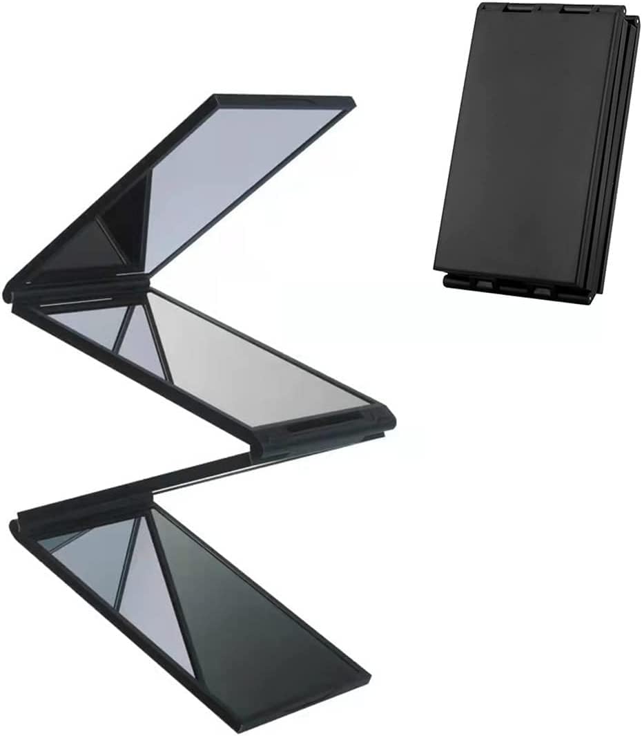 Padchaaya Flower-Shaped Decorative Rotatable Makeup Mirror for Desk Vanity Mirror for Bedroom,Living Room and Minimal Spaces Room Decor Home Decorations (Multicolor) (Black)