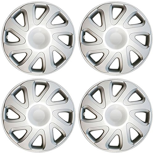 OxGord 14 inch Silver Snap-On Hubcaps with 8 Directional Spoke Compatible with 2000-2002 Toyota Corolla Standard Steel Wheel Covers