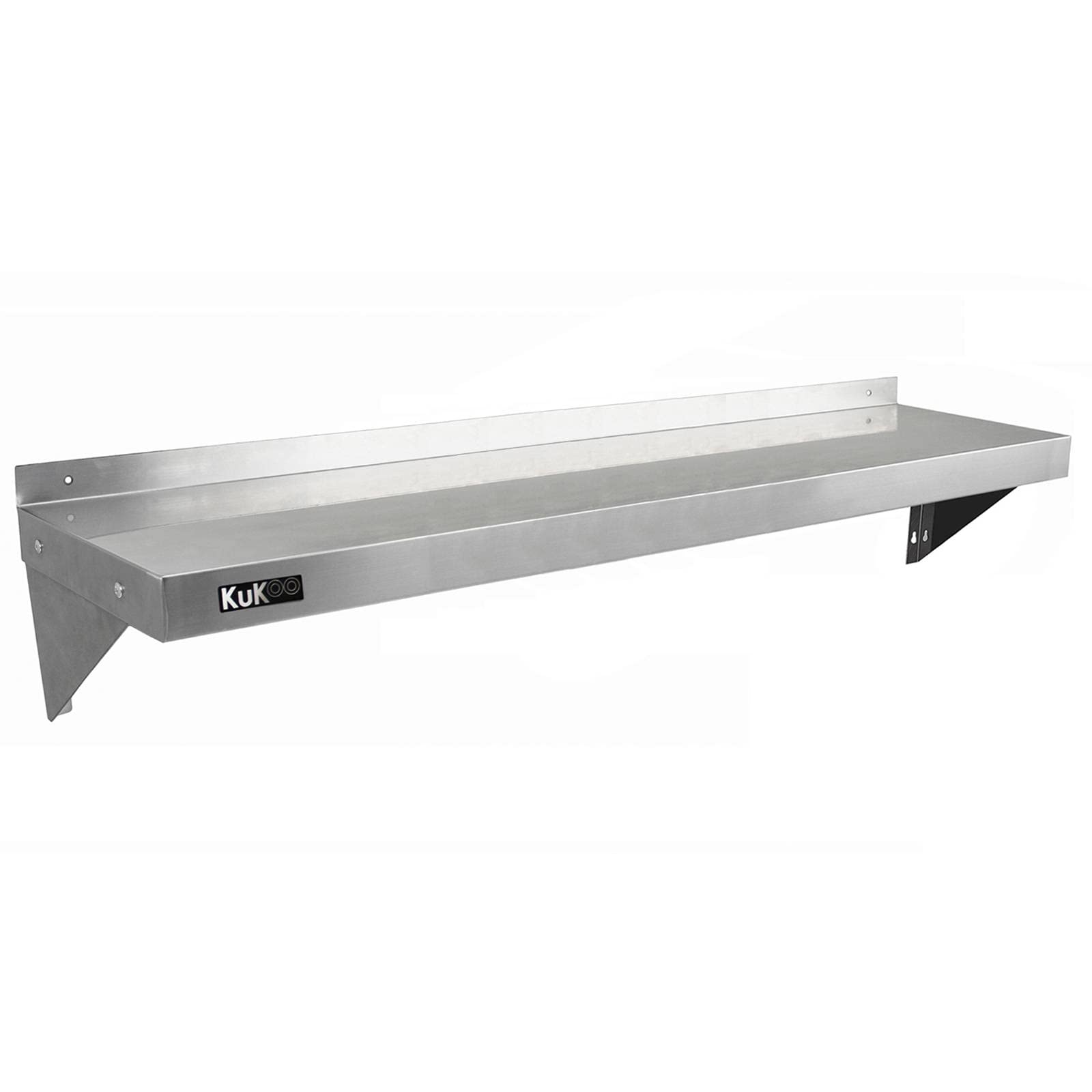 KuKoo Edelstahl-Wandregal für Küche, Gastronomie, korrosionsbeständig, inkl. Mikrofasertücher, 1400 mm x 300 mm, 2 Stück