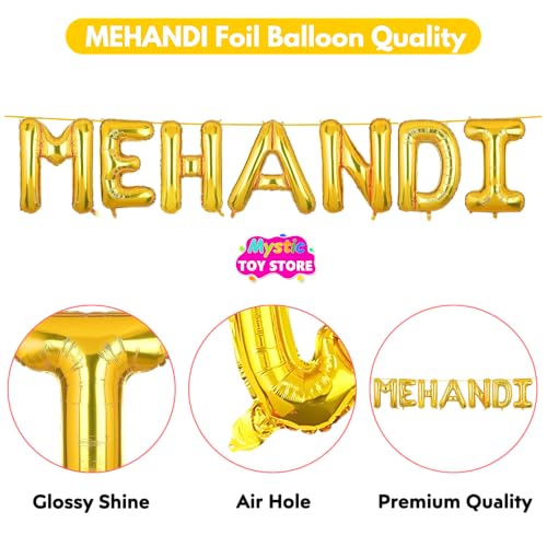 Image of Mehandi Banner Gold for Wedding Home Boys Girls Men Women Foil Balloon Decoration Decor Celebration Golden
