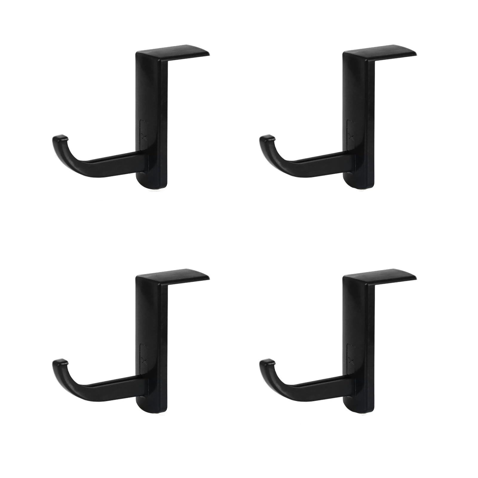 Supporto Cuffie da Parete Plastica Nero 4 Pezzi