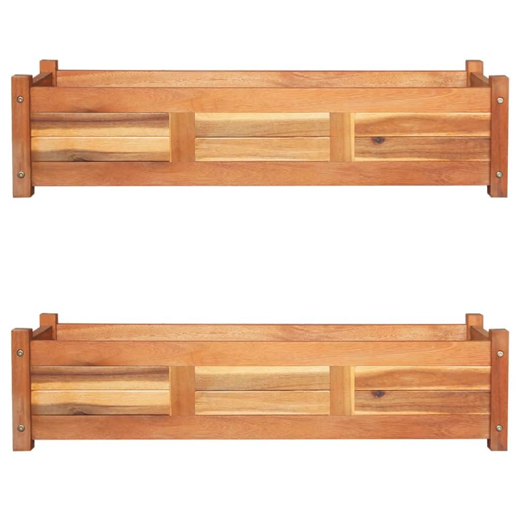 INLIFE Camas elevadas de jardín, 2 unidades, de madera de acacia, 100 x 30 x 25 cm, para casa y jardín, césped y jardín (14,4 kg)