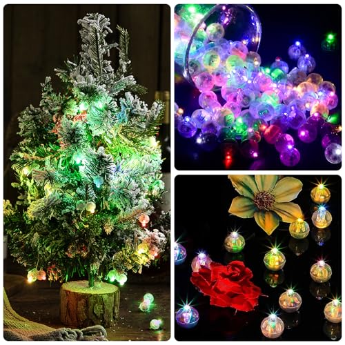 Image of 50pcs Balloon Lights,Round LED Ball Lamp for Latex Balloon Paper Lantern Party Wedding Christmas Halloween Decorative，Long Standby Time Waterpro of Mini Light(50, Red)
