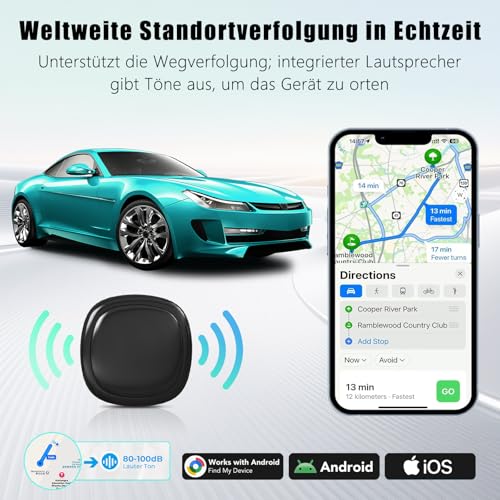 GPS Tracker Auto Ohne ABO für iOS & Android, Magnet Trackers für Fahrzeuge Motorrad Kfz, Smart Bluetooth Air Tags für Gepäck Koffer