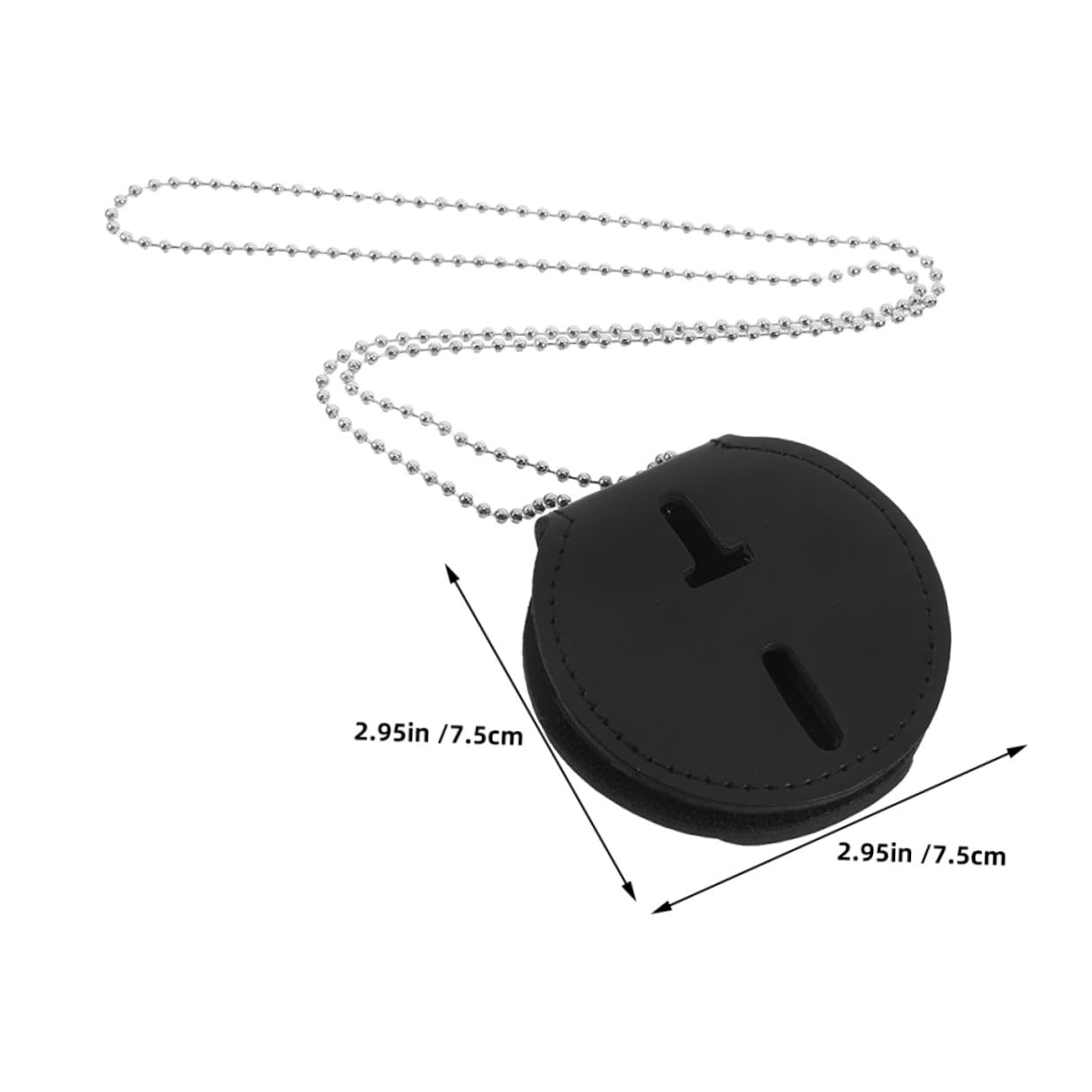 Porte-badge Circulaire Noir 7 Pièces en Pu avec Clip Métallique