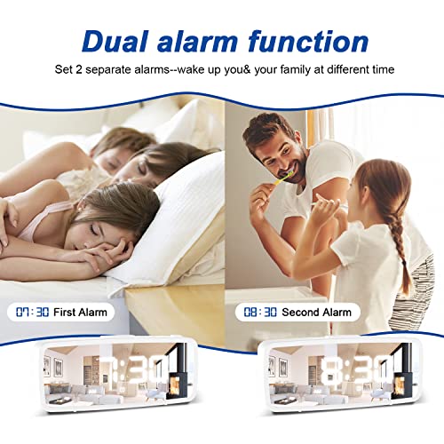 Image of Small Desk Clock, Digital Alarm Clock Battery Operated for Bedroom, with Dimmer, Dual Alarms, Snooze, Electric Bedside Desk Clock for Home, Office, Teens