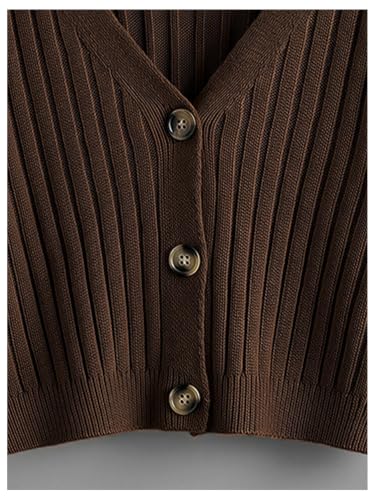 Image of SweatyRocks Women's Long Sleeve Button Front V Neck Soft Cardigan Sweaters