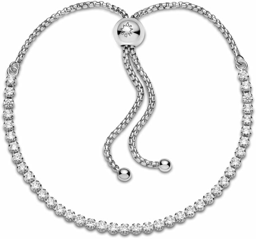PANDORA Timeless Sparkling Slider Tennis Bracelet - Sterling Silver Bracelet with Cubic Zirconia - Jewelry for Women - Includes Gift Box - 9.8