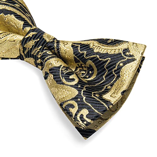Image of DiBanGu Pre-Tied Bow Ties for Men Silk Adjustable Tuxedo Bowties Pocket Square Cufflinks Set with Lapel Pin Jacquard Woven