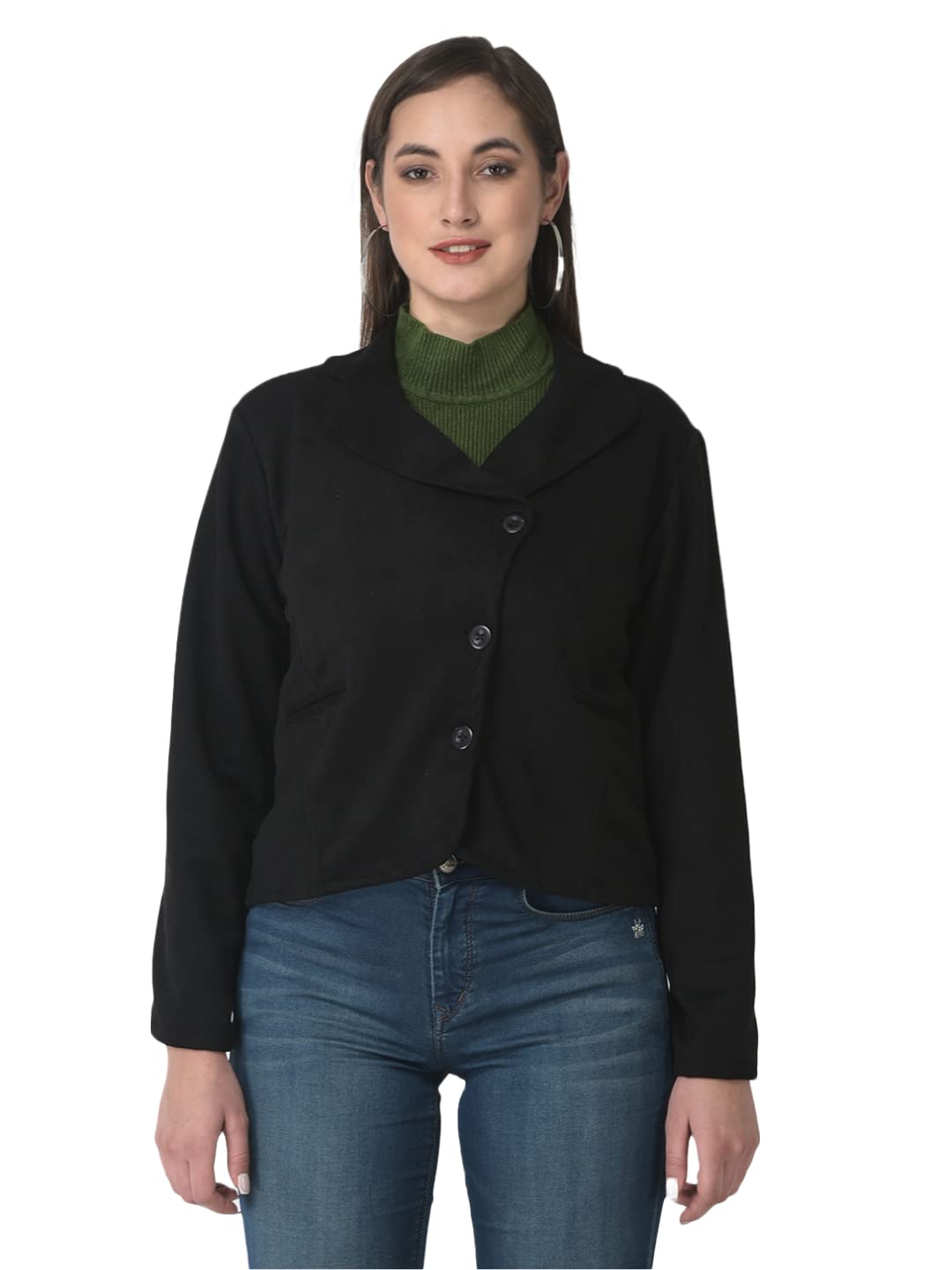 Regular Length Coat for Winter Wear 2 Pockets with Button Closure Casual Western Stylish Coat