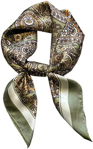 WENLOOY Square Satin Silk Hair Scarf Headscarf for Women/Men's Necktie Bandanas Pocket Square(3 Green)