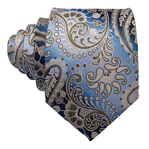 Image of Barry.Wang Paisley Tie Fashion Set Hanky Cufflinks Neckties for Men Woven Silk