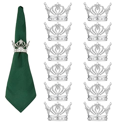 Aw Bridal Easter Napkin Rings Set Of 12 - Silver Crown Napkin Rings For Thanksgiving, Fall Parties, Wedding Receptions, Bridal Shower, Banquet #TOP2