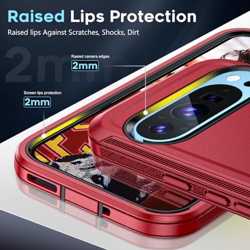 Coque pour Google Pixel 9 antichoc rouge avec 2 protecteurs d'écran - 4