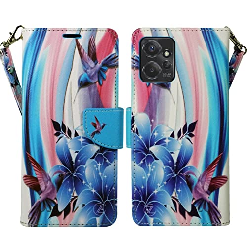 Image of Zase Moto G Stylus 5G (2023) Wallet Phone Case for Women Pouch PU Leather Flip Cover Cute Design w /Wrist Strap ID Card Slot Magnetic Lock Compatible with Motorola G Stylus 5G 2023 (Blue Bird)